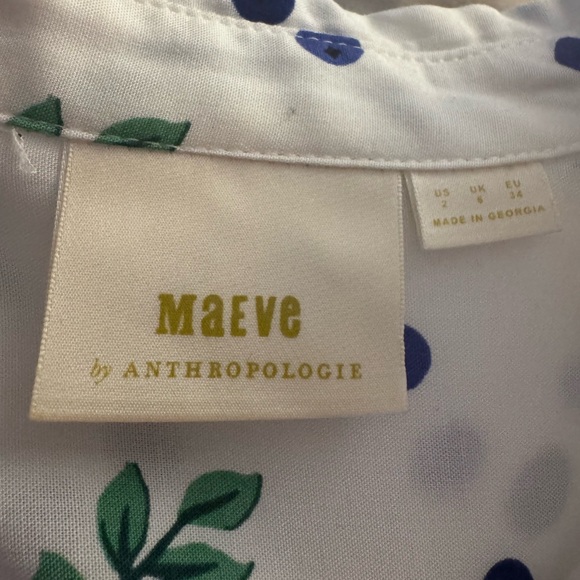 Anthropologie Blue and Green Floral Button-Down Shirt - Picture 3 of 4